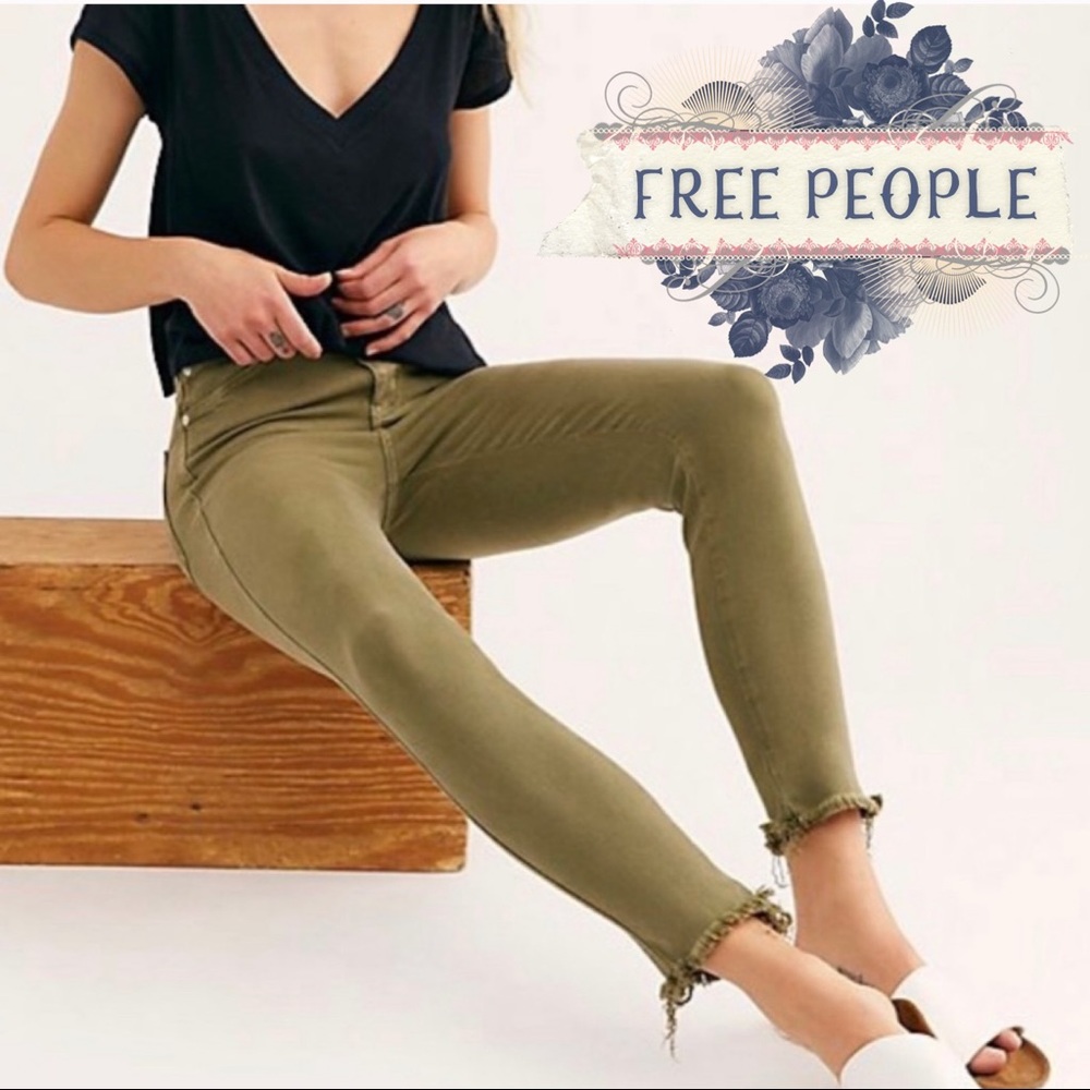 Free People- Raw High Rise Army Green Jegging